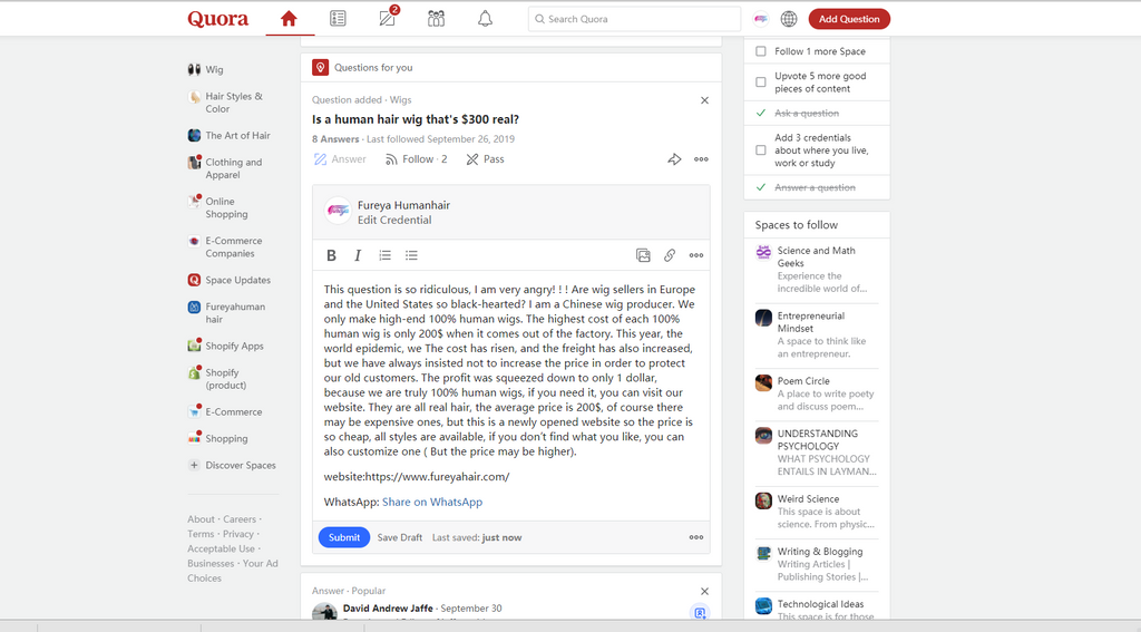 Why don't you believe that it is impossible for a real 100% wig to top it for 200$? I am so angry!