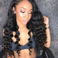 Fureya Hair 150 Density Pre Plucked Brazilian 360 Lace Frontal Wig Loose Wave