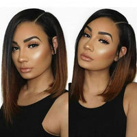 Fureya Hair 130% Density 13X6 Short Human Hair Bob Wigs Brazilian straight Lace Front Wigs Pre Plucked