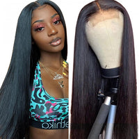 Fureyahair Straight Human Hair Wigs Middle Part Lace Wigs Pre Plucked Natural Hairline Long Wig